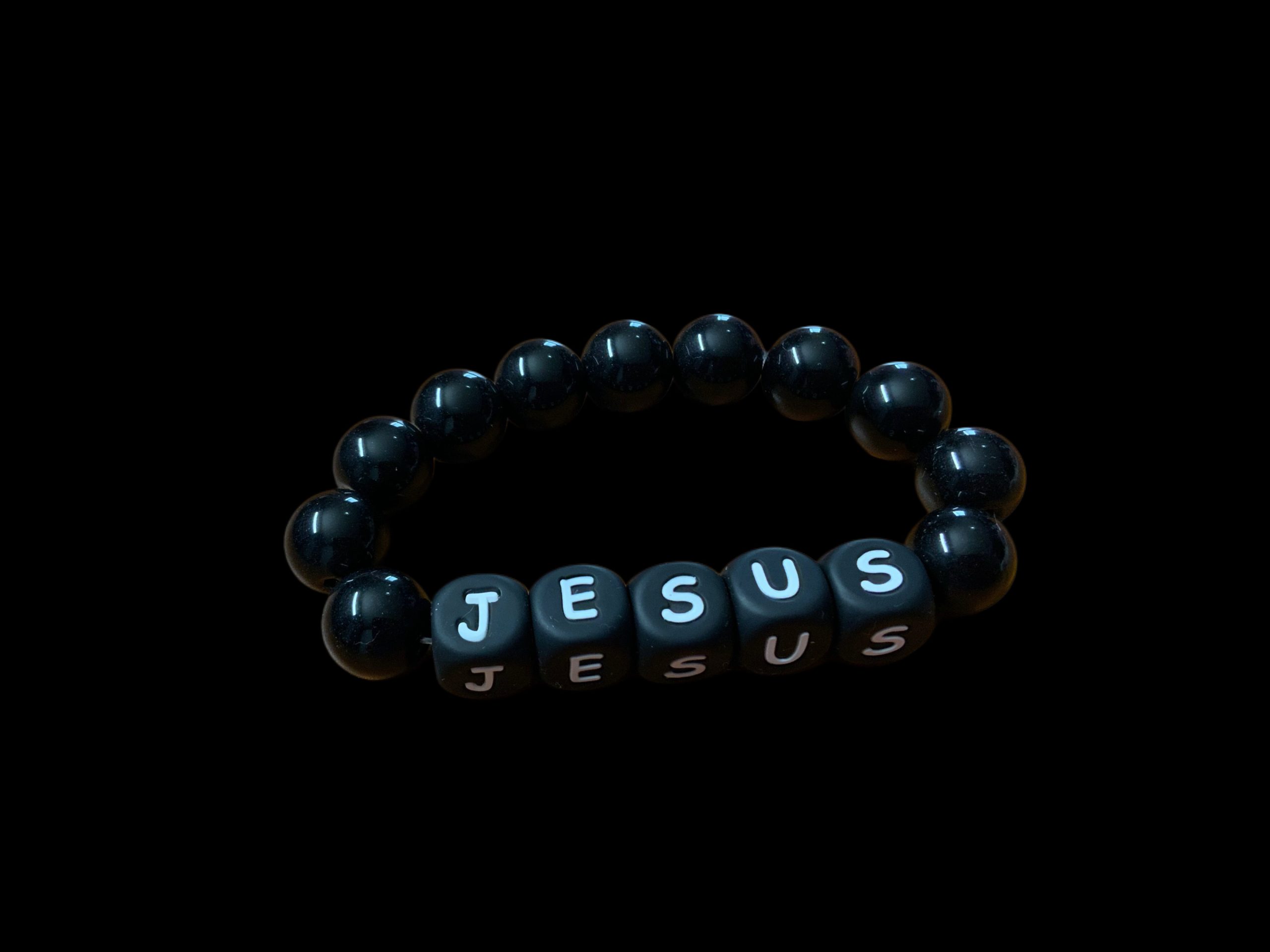 Handcrafted Bracelet ("Jesus" in black)