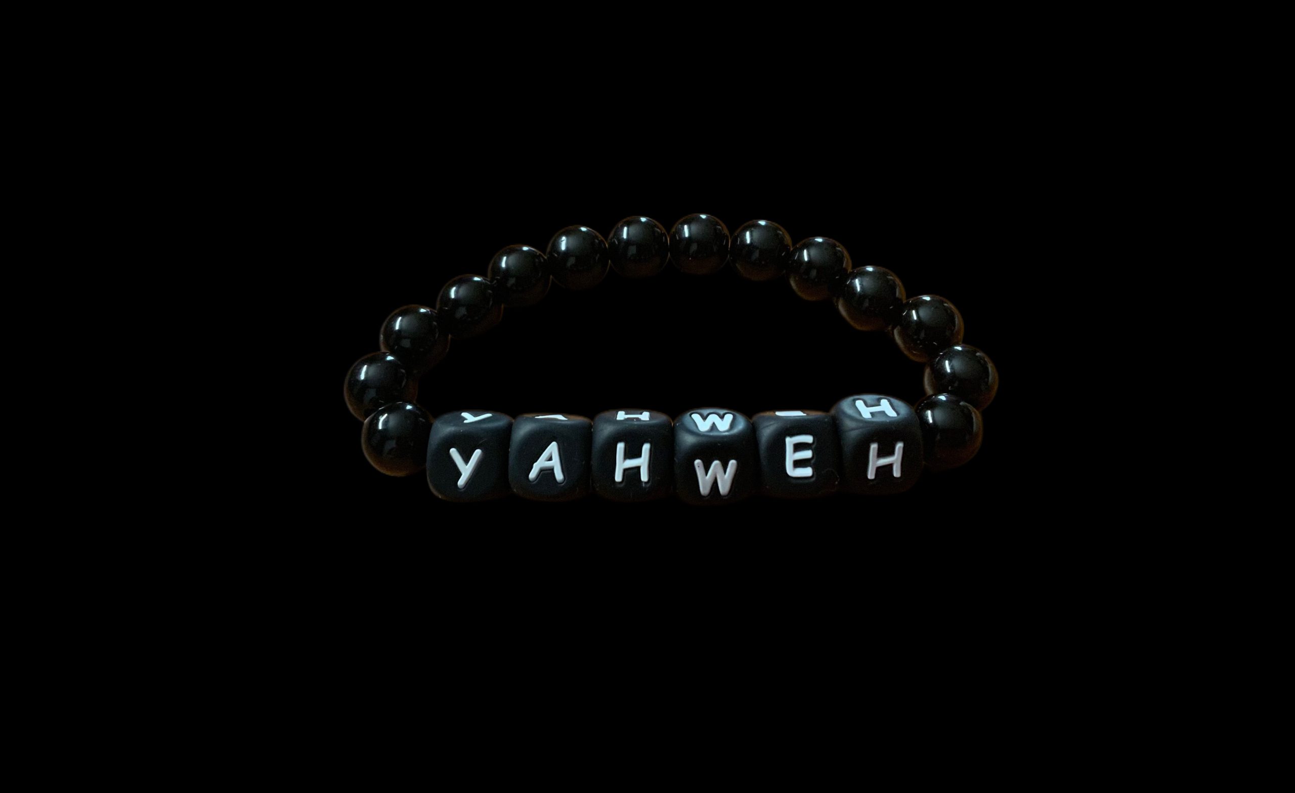 Handcrafted Bracelet " Yahweh" Black pearls