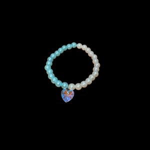 THE QUANTUM COLLECTION: Handcrafted Bracelets “Dimensions of The Heart” Ft. Aurora Borealis Heart/ Blue and Pink Pearl Beads