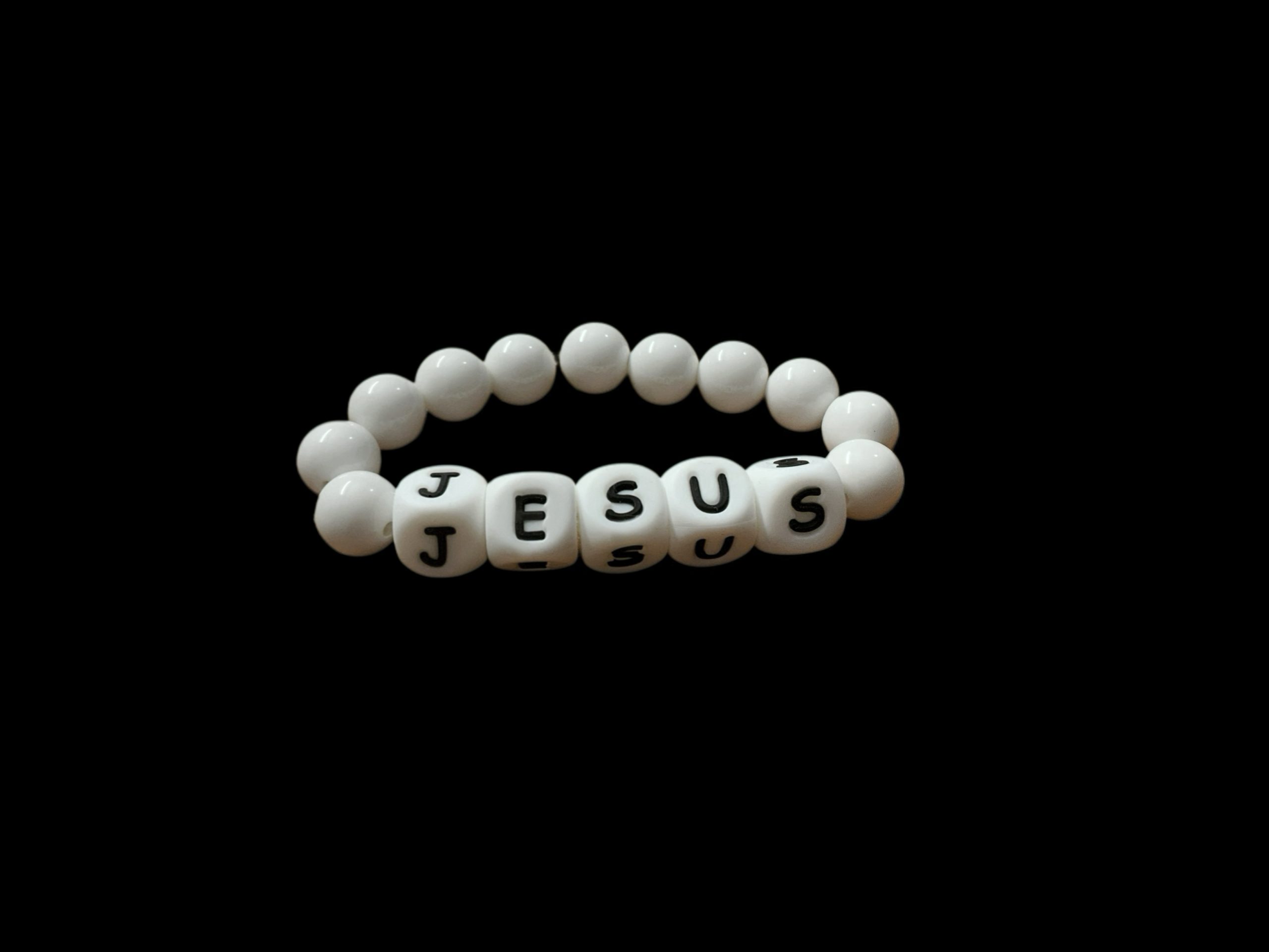 Handcrafted Bracelet "Jesus with white beads"