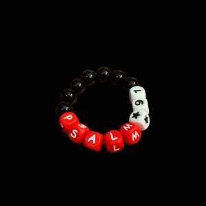 Handcrafted Bracelet Psalm 91 w/ star black, red, and white