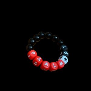 Handcrafted Bracelet Psalm 91 w/ star black, red, and white