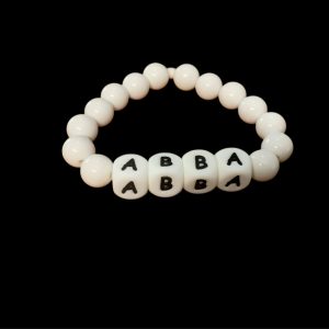 Handcrafted Bracelet "ABBA" w/ white beads