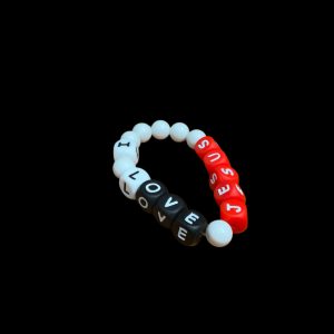 Handcrafted Bracelet " I Love Jesus" Red, White, and Black
