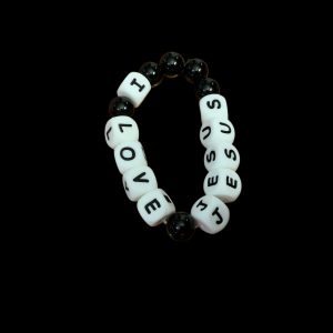 Handcrafted Bracelet " I Love Jesus" Black and White
