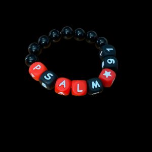 Handcrafted Bracelet "Psalm 91" Black and Red w/star