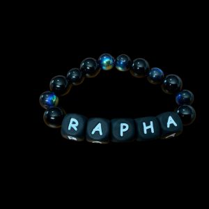 Handcrafted Bracelet "RAPHA" World and Black Beads