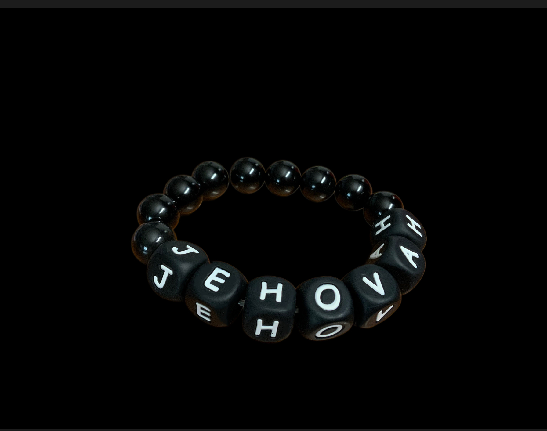 Handcrafted Bracelet "Jehova" with black beads