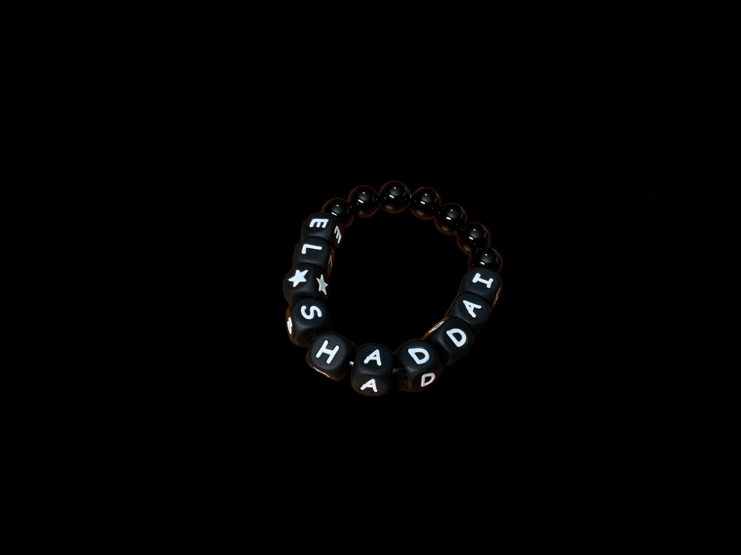 Handcrafted Bracelet "El Shaddai" w/ star in Black