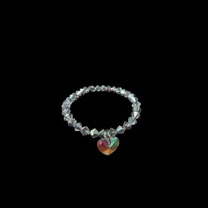 THE QUANTUM COLLECTION: Handcrafted Bracelets “Dimensions of The Heart” Ft. Aurora Borealis Heart/ Shimmering Silver Beads