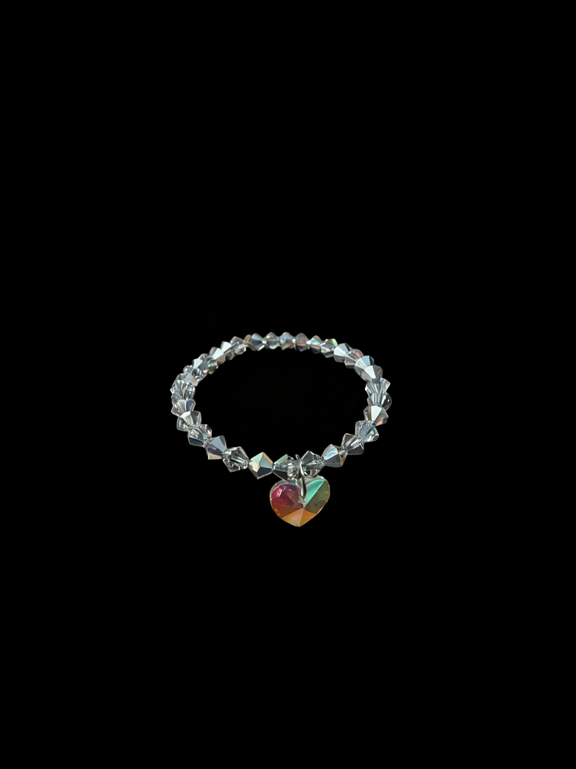 THE QUANTUM COLLECTION: Handcrafted Bracelets “Dimensions of The Heart” Ft. Aurora Borealis Heart/ Shimmering Silver Beads