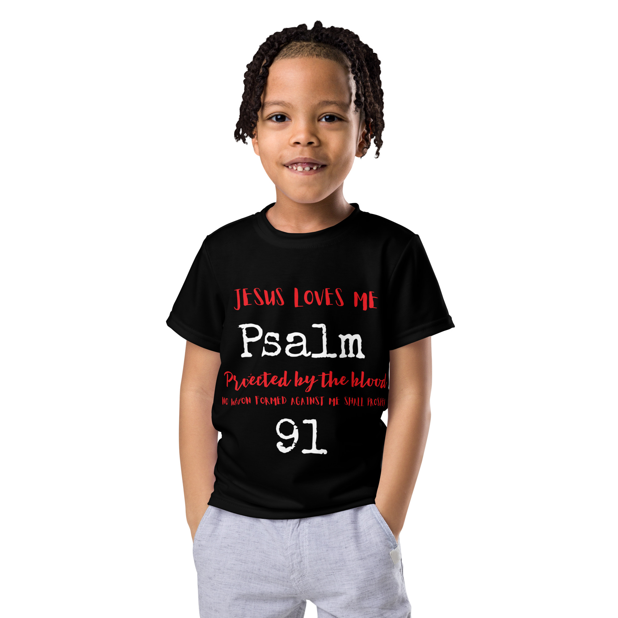 Kids crew neck t-shirt "Psalm 91 Covered" - Image 3