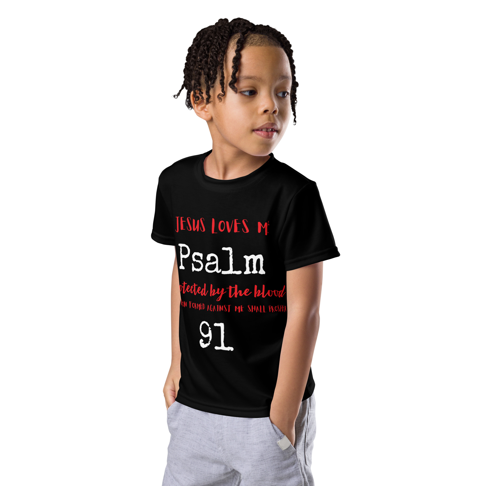 Kids crew neck t-shirt "Psalm 91 Covered" - Image 5