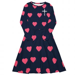 All-over print long sleeve midi dress