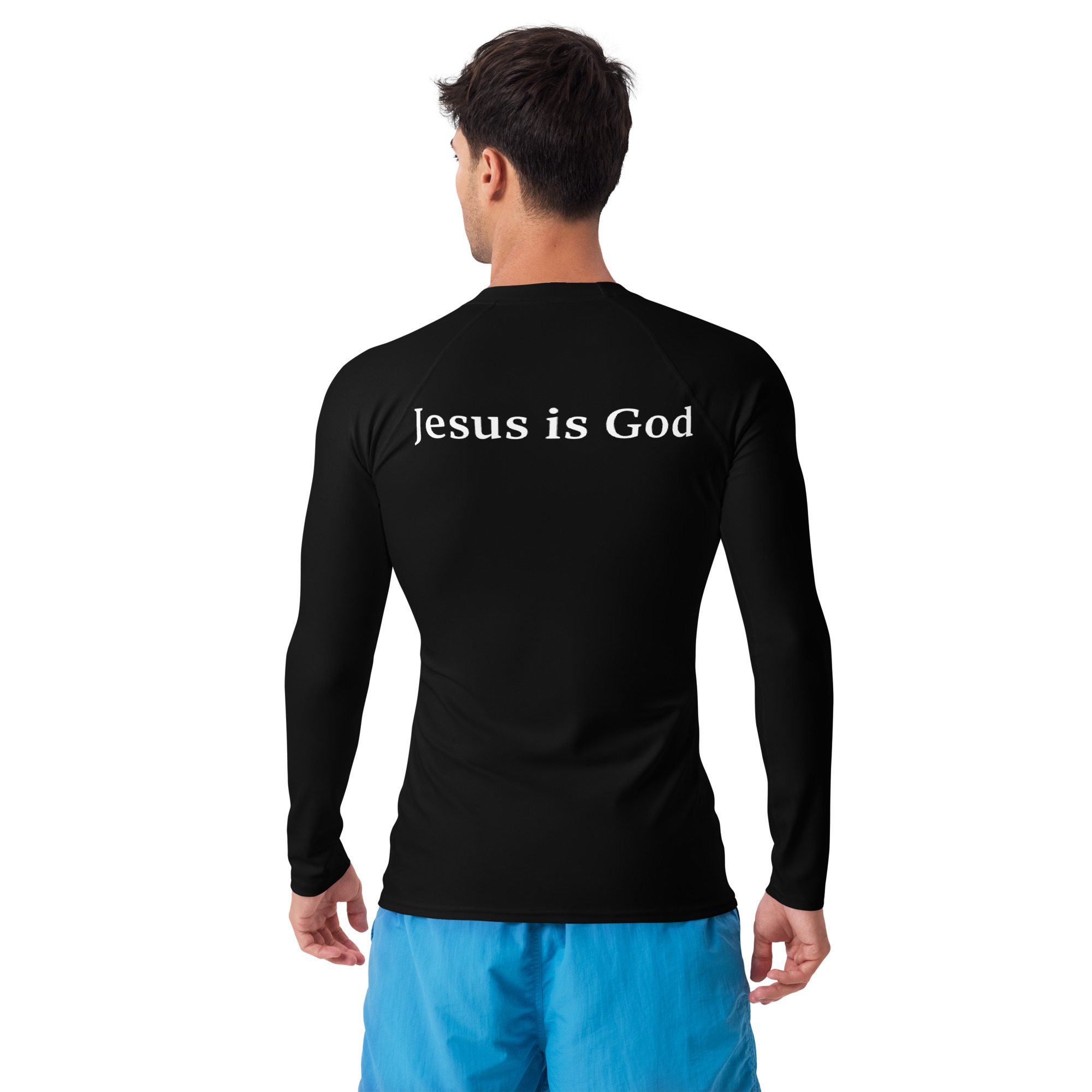 (E) Men's Rash Guard "John 1:1 Jesus is God" - Image 4