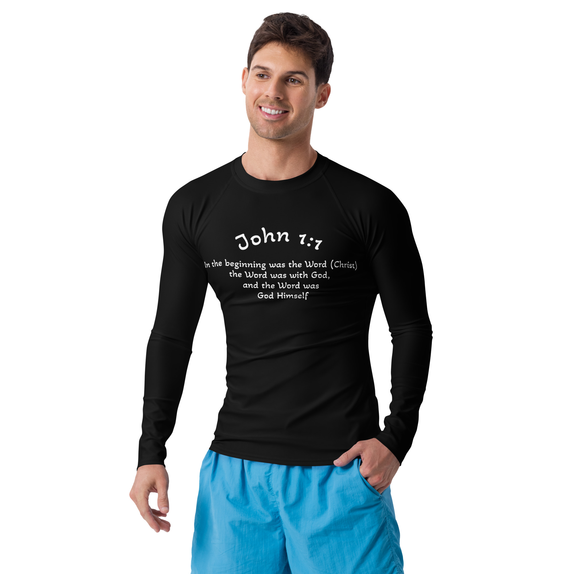 (E) Men's Rash Guard "John 1:1 Jesus is God" - Image 3