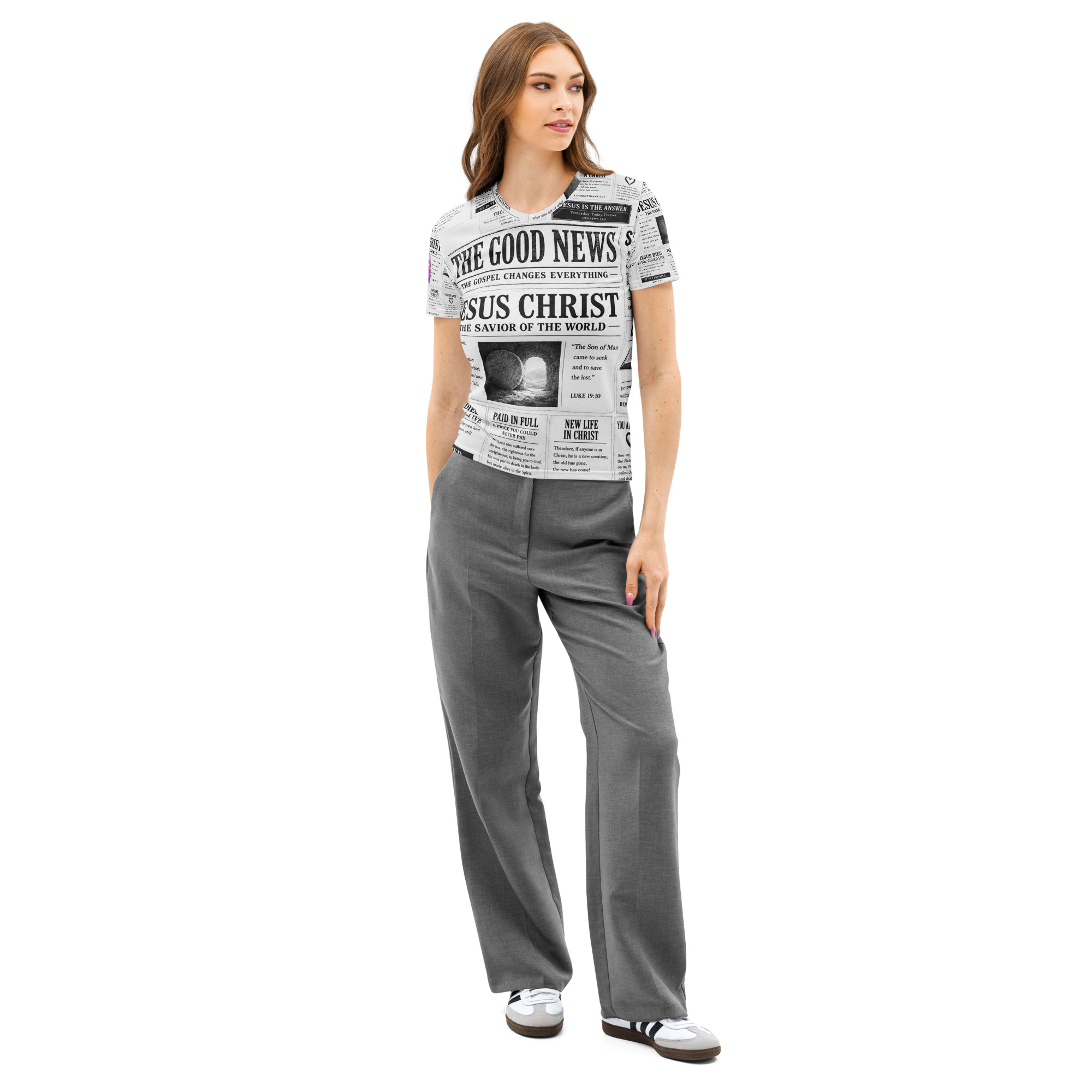 (A) Women’s cotton crew neck t-shirt - Image 4
