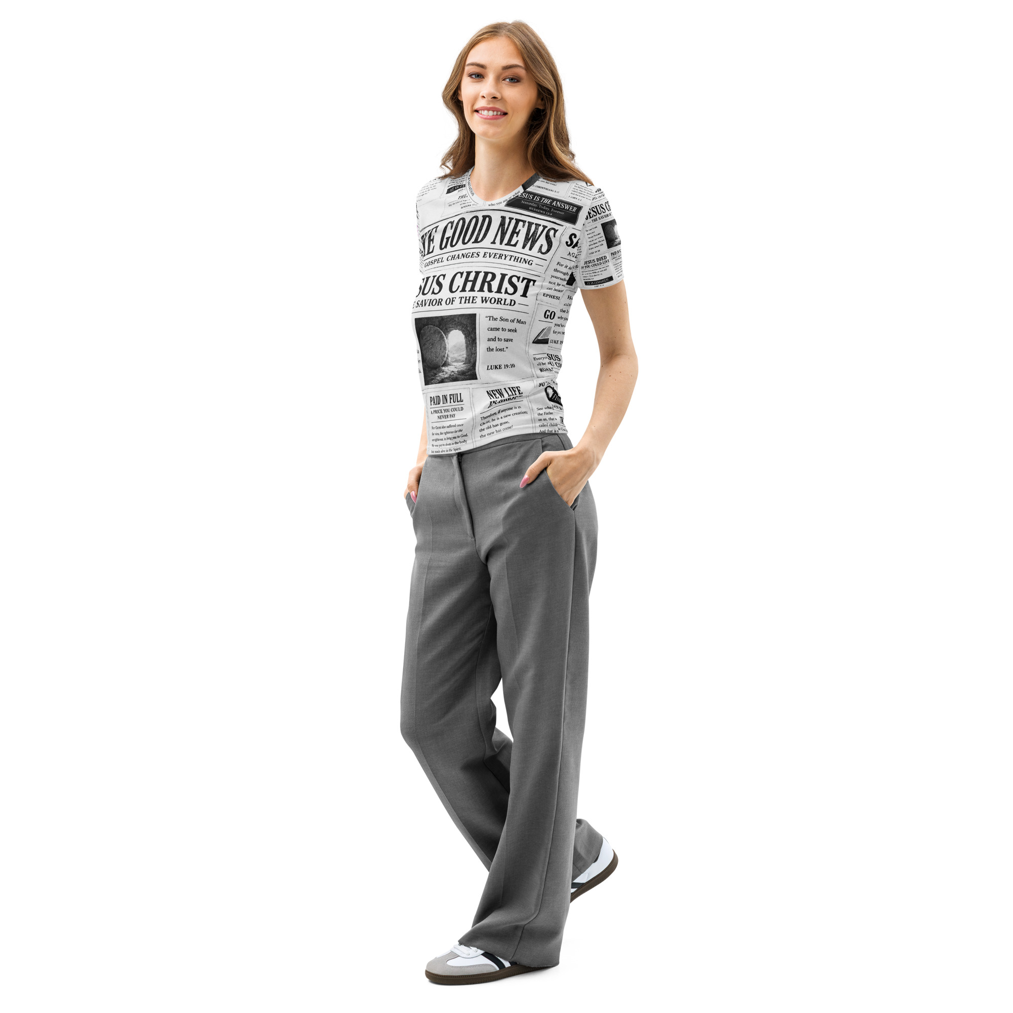 (A) Women’s cotton crew neck t-shirt - Image 5