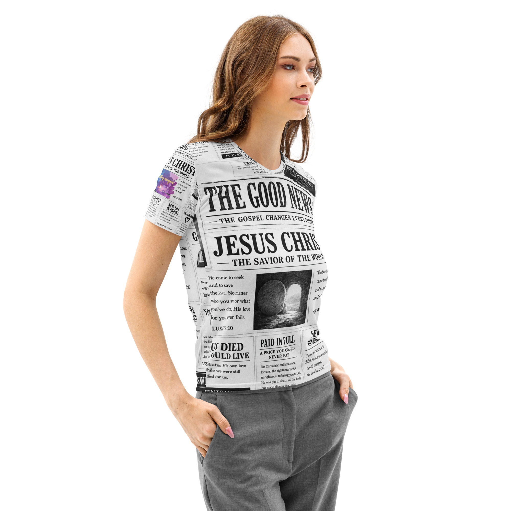 (A) Women’s cotton crew neck t-shirt - Image 6